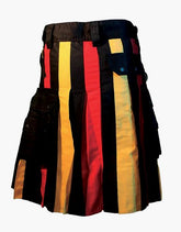 HYBRID BLACK KILT WITH GERMAN FLAG PLEATS - Scottish Kilt Jacket™ USA-UK